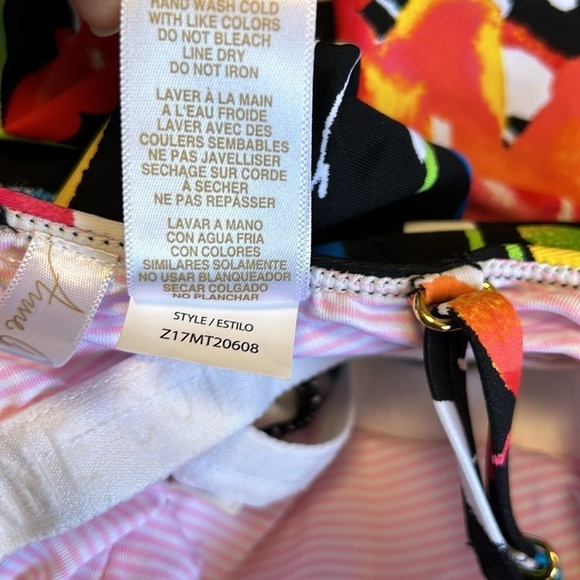 Anne Cole High Neck Tankini Floral Print Ruched Swimsuit Halter Neck Top - Picture 3 of 9